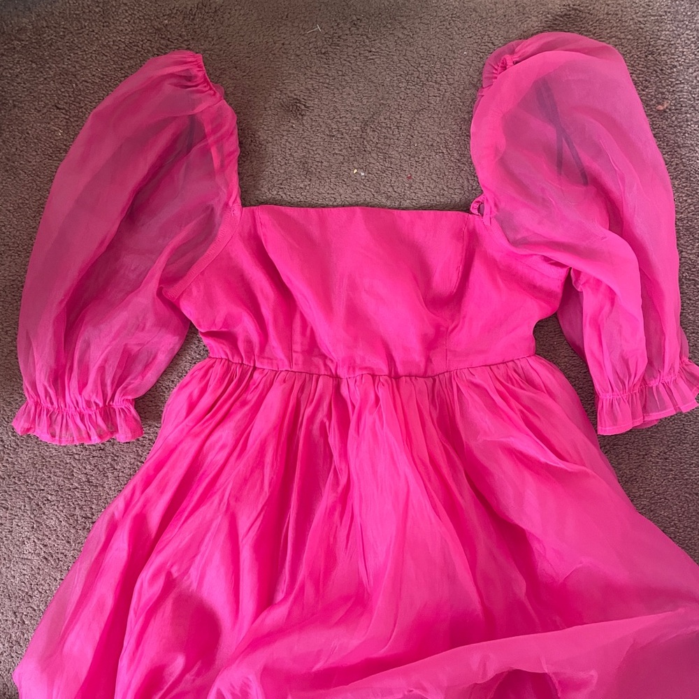 Hot pink babydoll puff sleeve dress Forever21 Medium